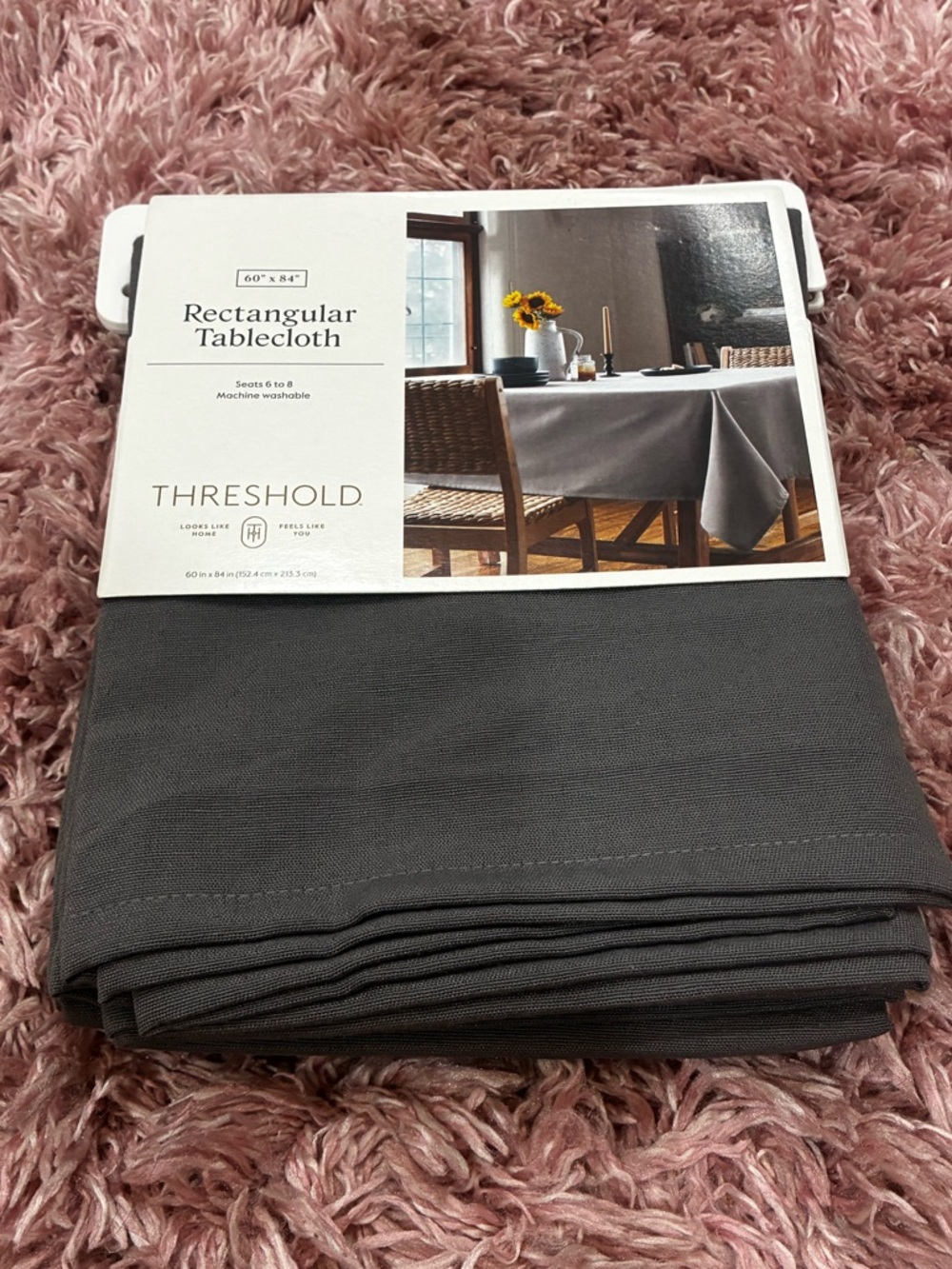 Threshold Charcoal Gray Solid Tablecloth - Rectangular Dining Cover